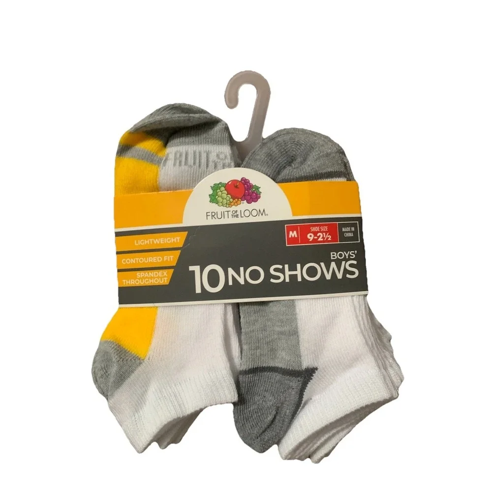 Fruit of the Loom Boys' Sz M Everyday Lightweight Sports No Show Socks (10 Pack)